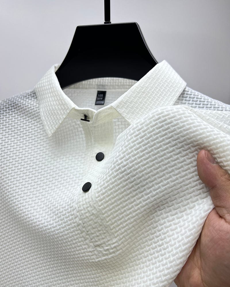 Polo de hombre con textura microestructurada y botones — business casual