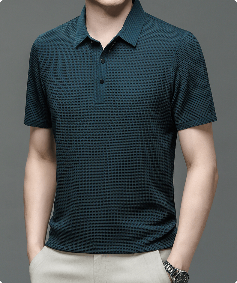 Polo de hombre con textura microestructurada y botones — business casual