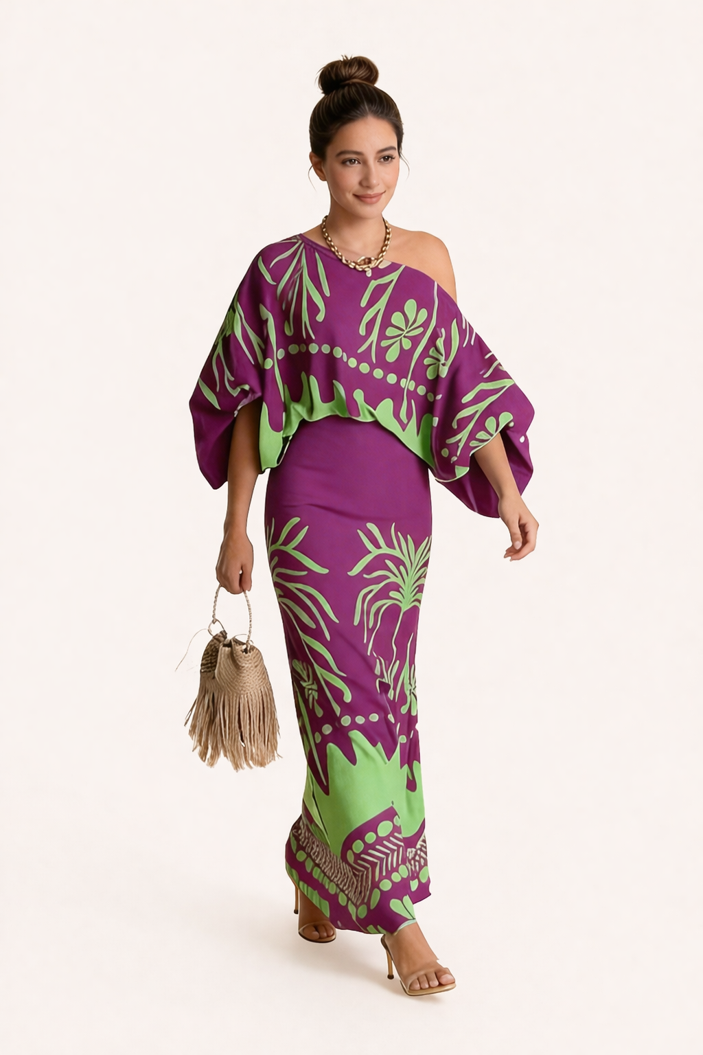 Two-Piece Women's Printed Blouse and Long Skirt Set