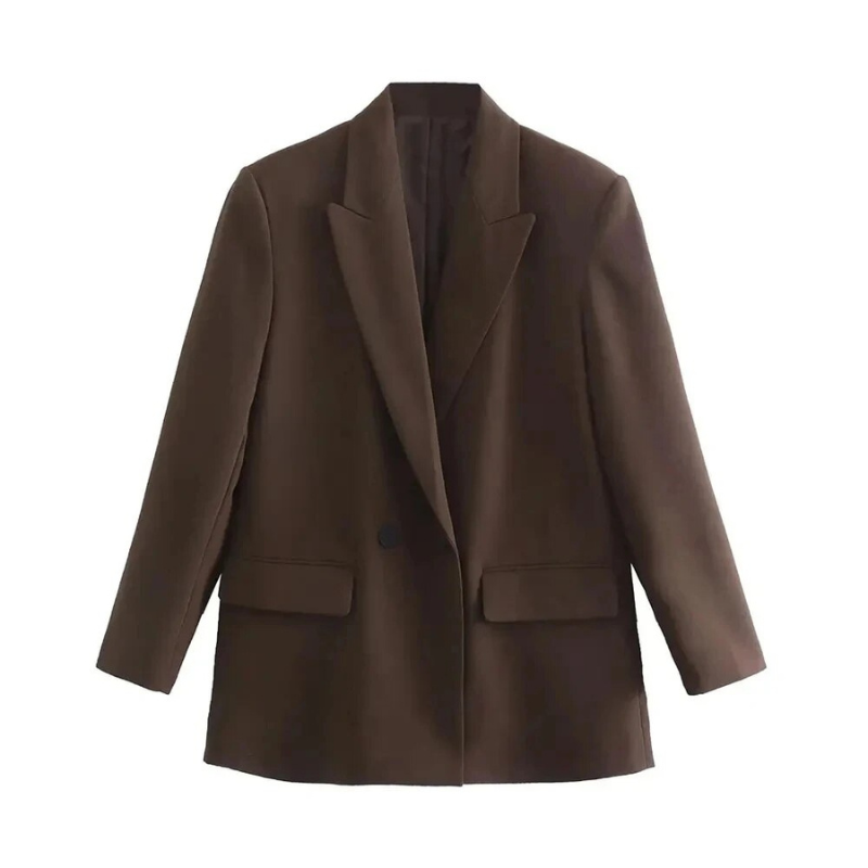 Americana Oversized para Mujer Chaqueta de Traje Larga con Doble Botonadura