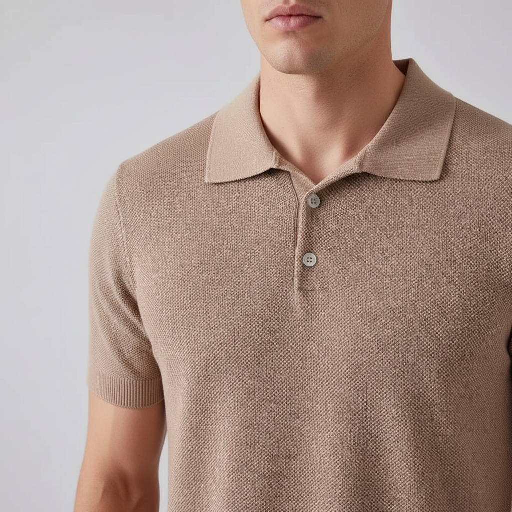 Polo en maille pour homme en coton avec coupe ajustée — décontracté