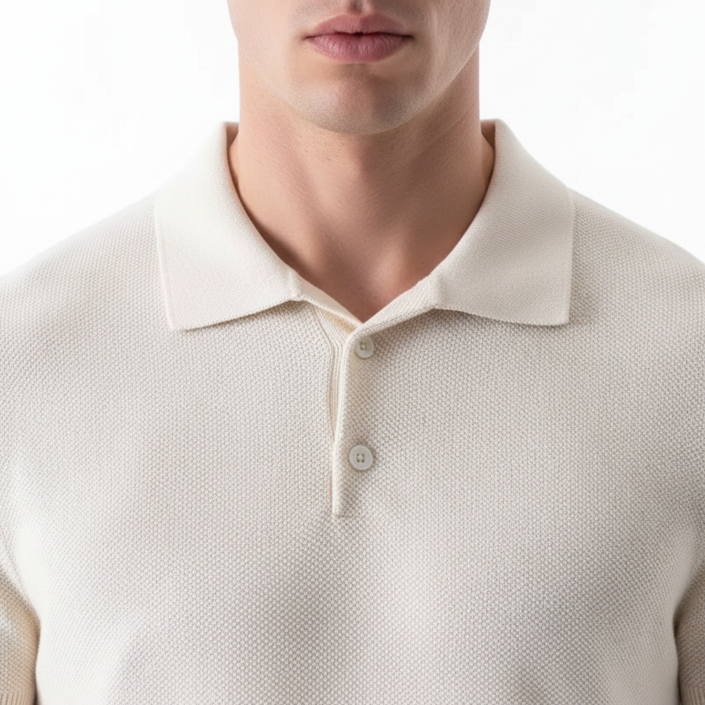 Polo en maille pour homme en coton avec coupe ajustée — décontracté