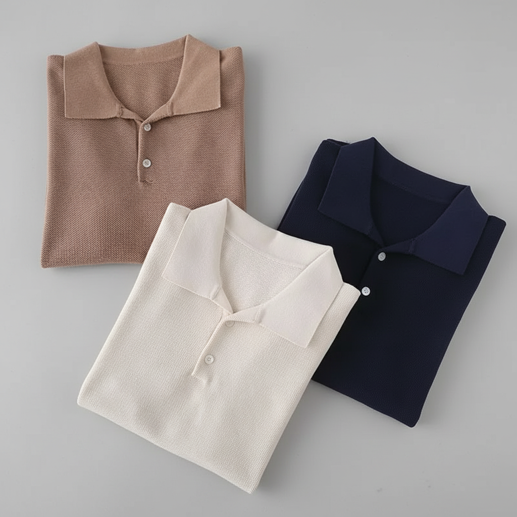 Polo en maille pour homme en coton avec coupe ajustée — décontracté