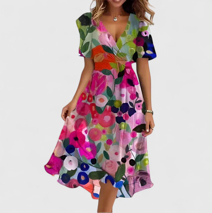 Robe courte évasée | robe fleurie pour occasions