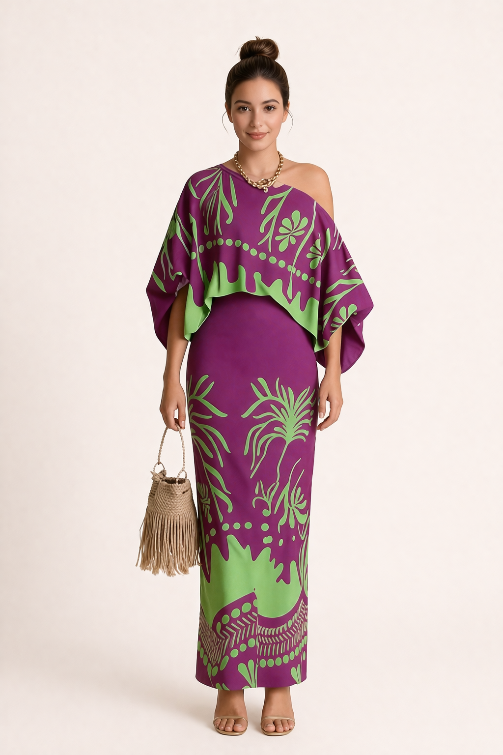 Two-Piece Women's Printed Blouse and Long Skirt Set