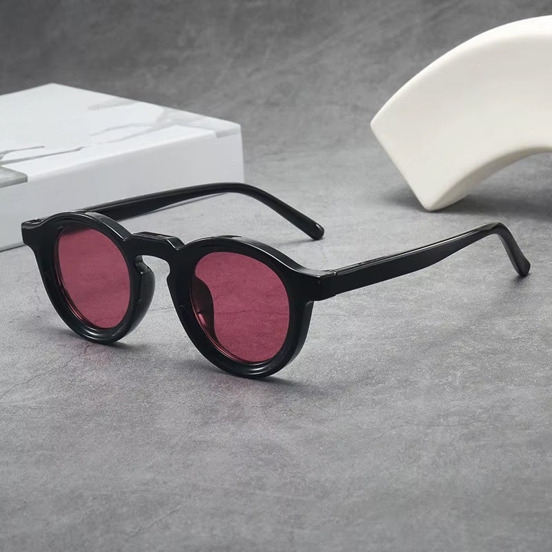 Lunettes de soleil rondes rétro à petite monture, protection UV400, verres teintés unisexe