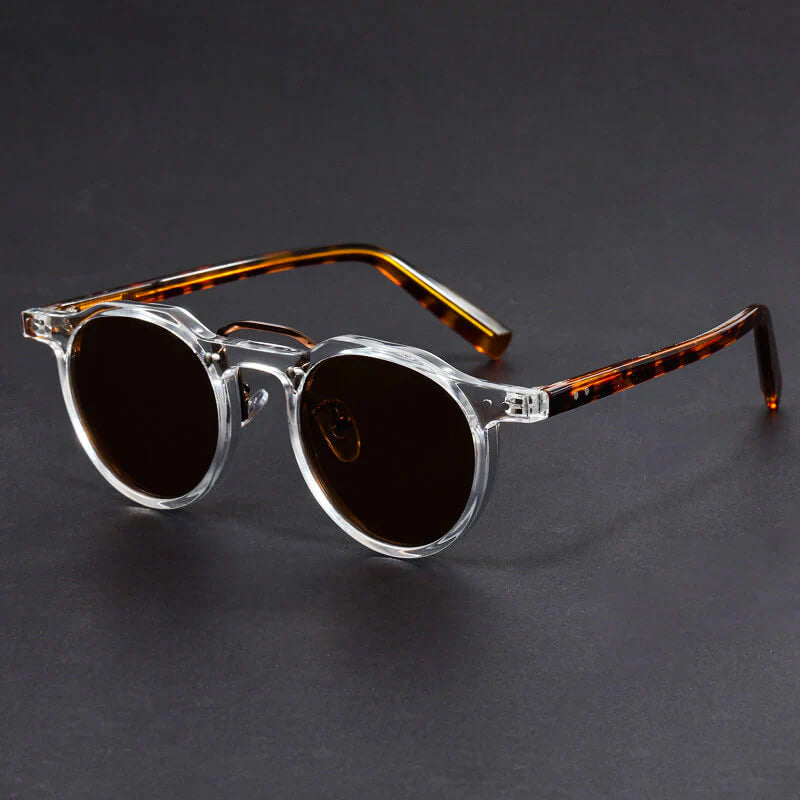Ochelari de soare rotunzi vintage cu ramă metalică și protecție UV400 pentru adulți