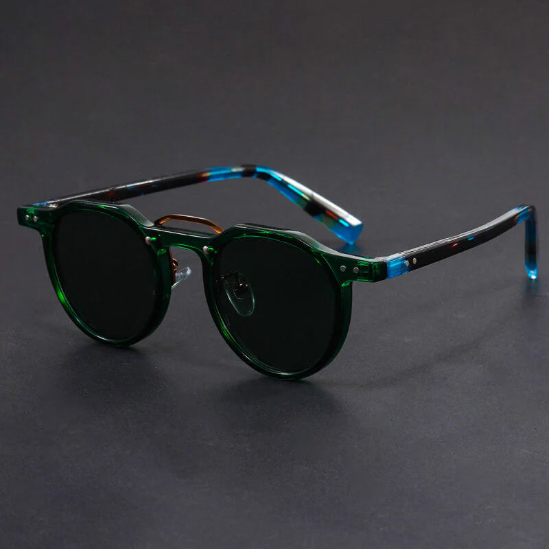 Ochelari de soare rotunzi vintage cu ramă metalică și protecție UV400 pentru adulți