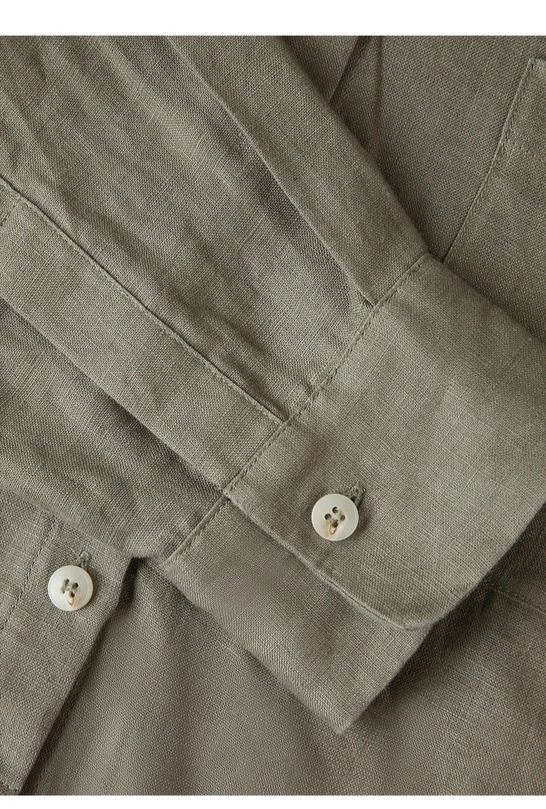 Sobrecamisa de Lino Corta para Mujer de Corte Oversize con Cuello en V y Botones