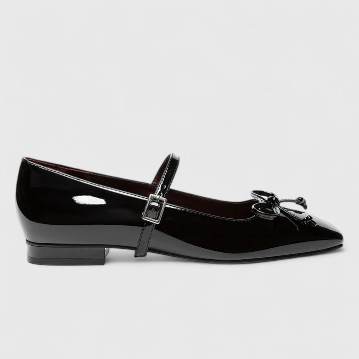 Zapatos Planos de Ballet con Punta Cuadrada y Lazo Mary Jane