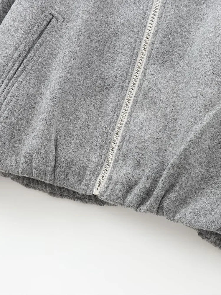 Veste Bomber Femme à Coupe Ample avec Fermeture Éclair Frontale
