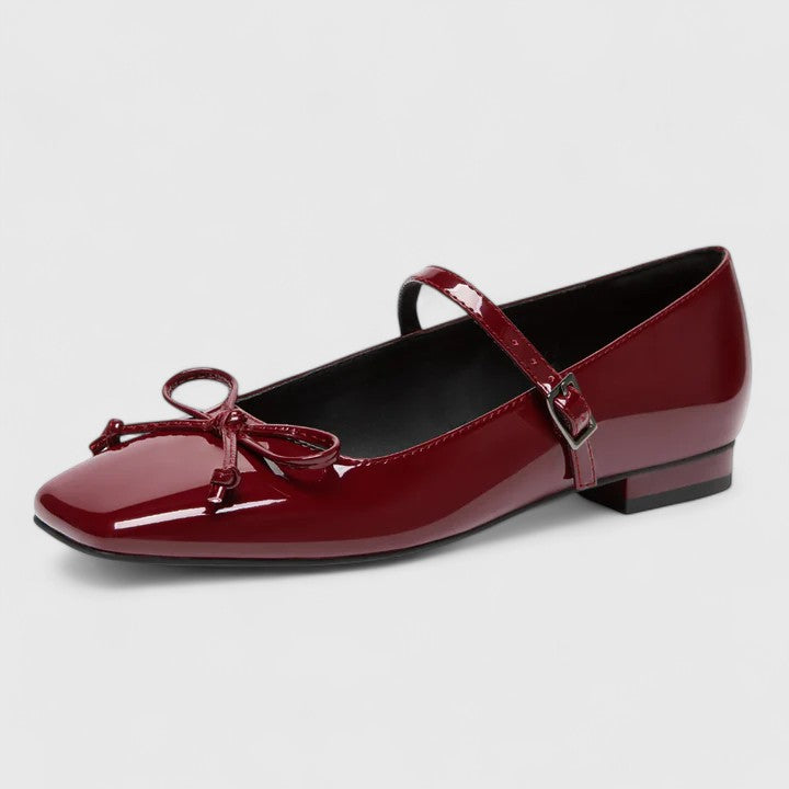 Zapatos Planos de Ballet con Punta Cuadrada y Lazo Mary Jane
