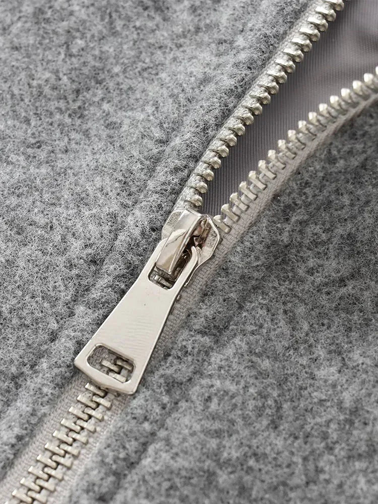 Veste Bomber Femme à Coupe Ample avec Fermeture Éclair Frontale