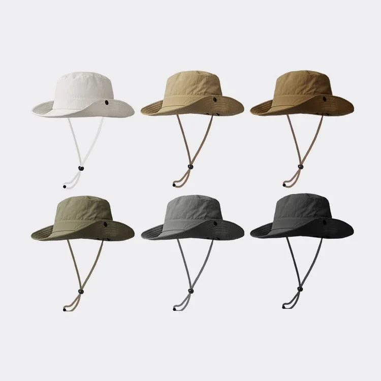 Sombrero bucket hat impermeable de sol ajustable con cordón y malla transpirable