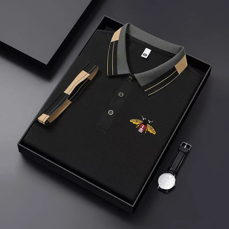 Polo de manga corta para hombre - cuello bordado con botones - casual exterior