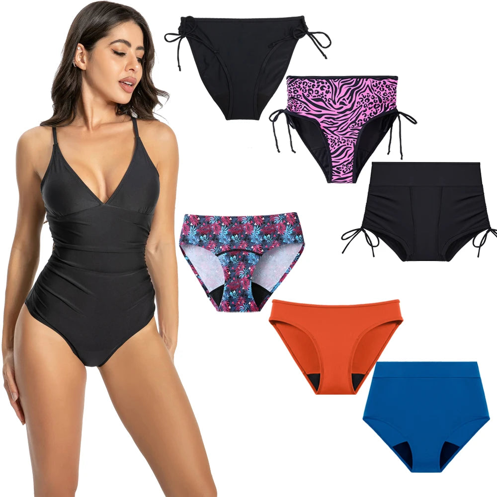Maillot de bain menstruel pour femme à taille haute