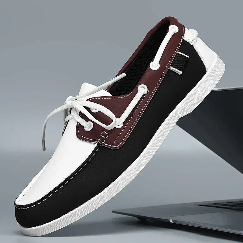 Mocasini din Pânză pentru Bărbați Stil Slip-On cu Talpă de Cauciuc și Vârf Rotund