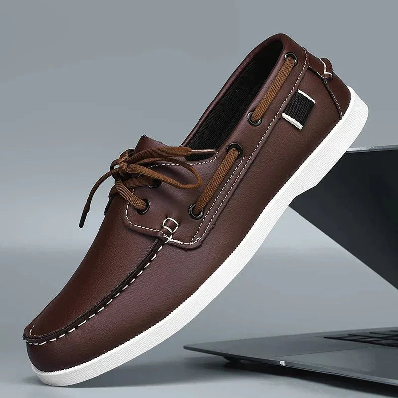 Mocasini din Pânză pentru Bărbați Stil Slip-On cu Talpă de Cauciuc și Vârf Rotund