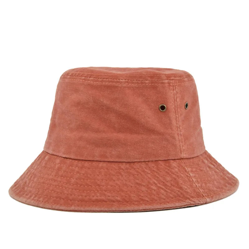 Unisex bavlněný vypraný rybářský klobouk na slunce, neformální bucket hat