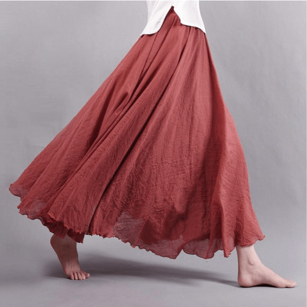 Gonna maxi in lino da donna — taglio svasato bohemien per l'estate