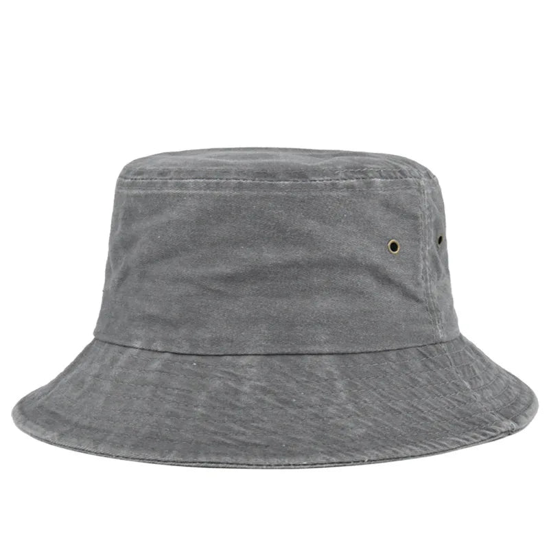 Unisex bavlněný vypraný rybářský klobouk na slunce, neformální bucket hat
