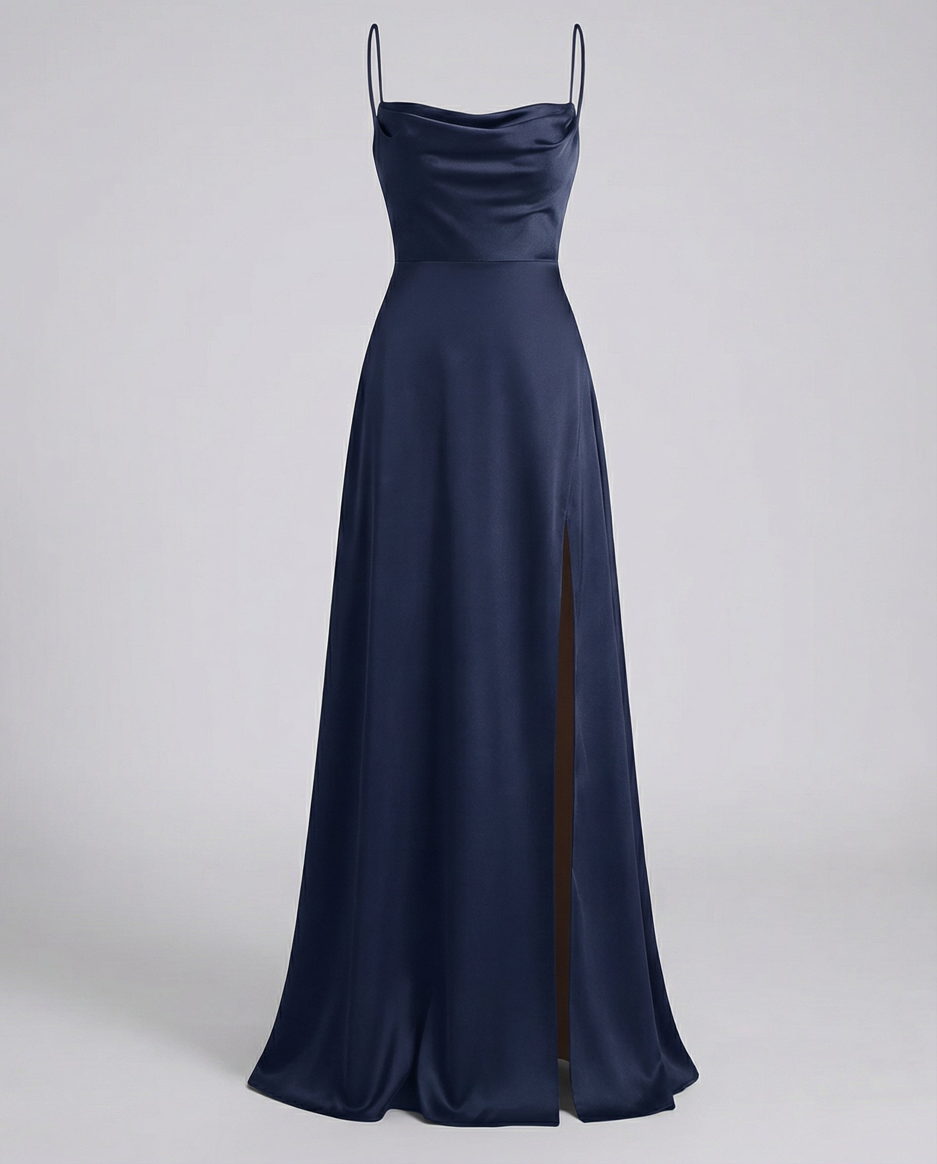Vestido de seda para mujer - escote drapeado con abertura - gala
