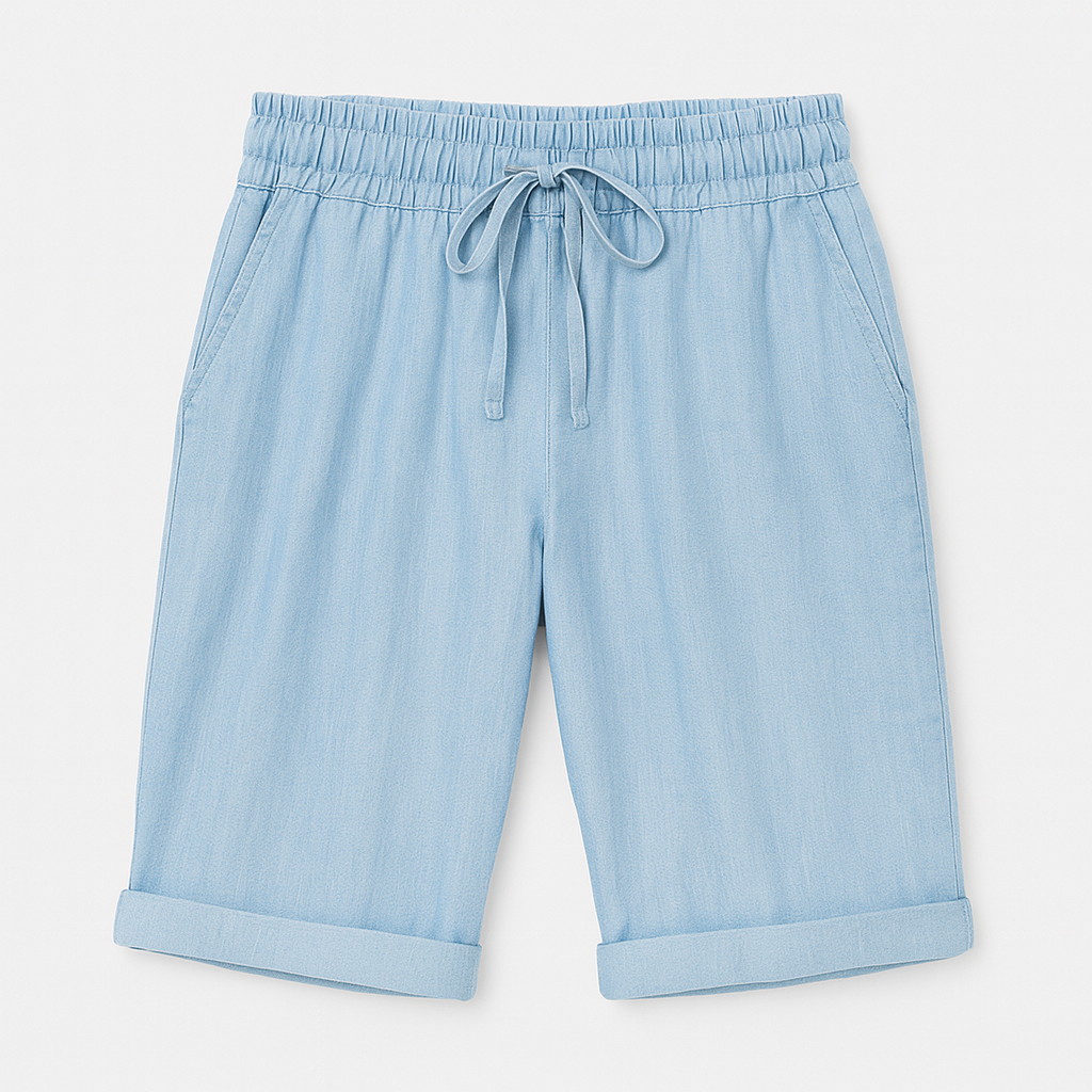 Pantalones Capri para Mujer con Cintura Elástica y Dobladillo Enrollado