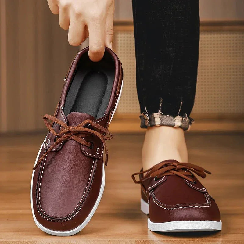 Mocasini din Pânză pentru Bărbați Stil Slip-On cu Talpă de Cauciuc și Vârf Rotund