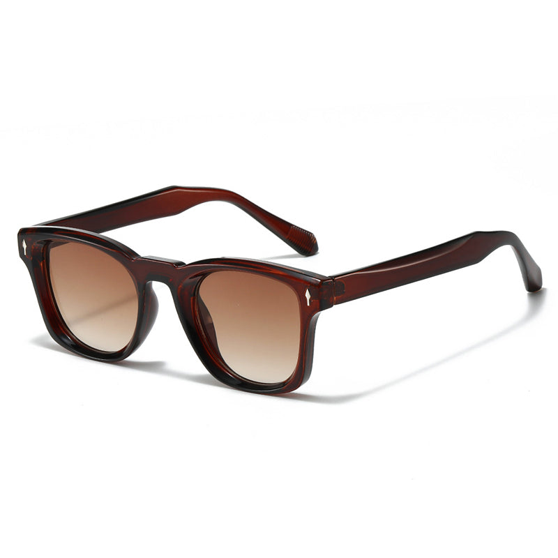 Ochelari de soare pătrați retro cu nituri și lentile degrade, protecție UV400 unisex