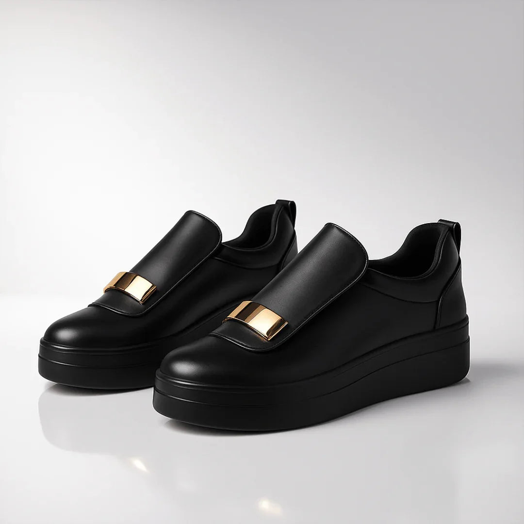 Zapatillas Casuales de Plataforma para Mujer sin Cordones con Decoración Metálica