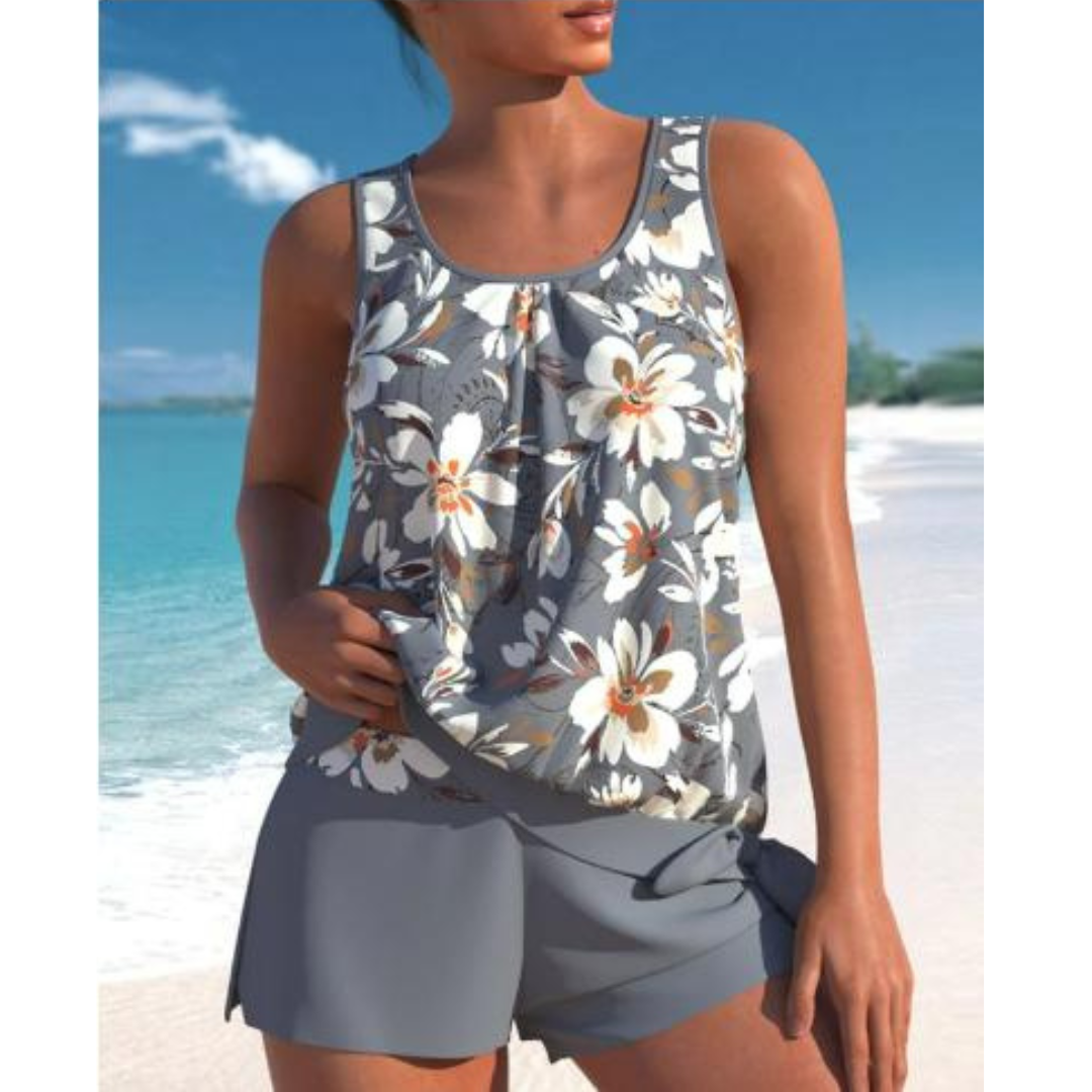 Conjunto de Tankini de Playa para Mujer con Top sin Mangas y Pantalones Cortos