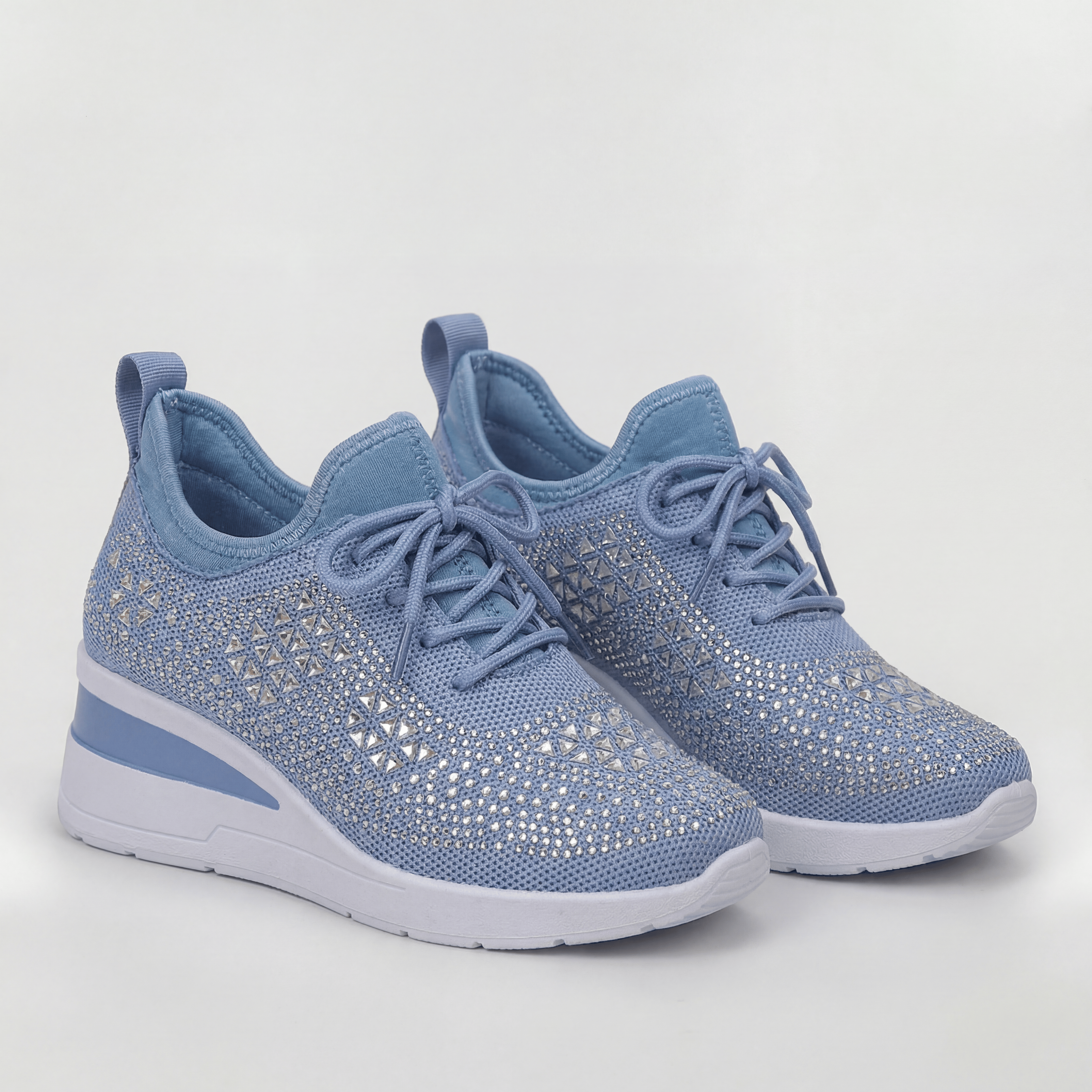 Zapatillas con Cuña y Brillantines para Mujer Deportivas de Plataforma