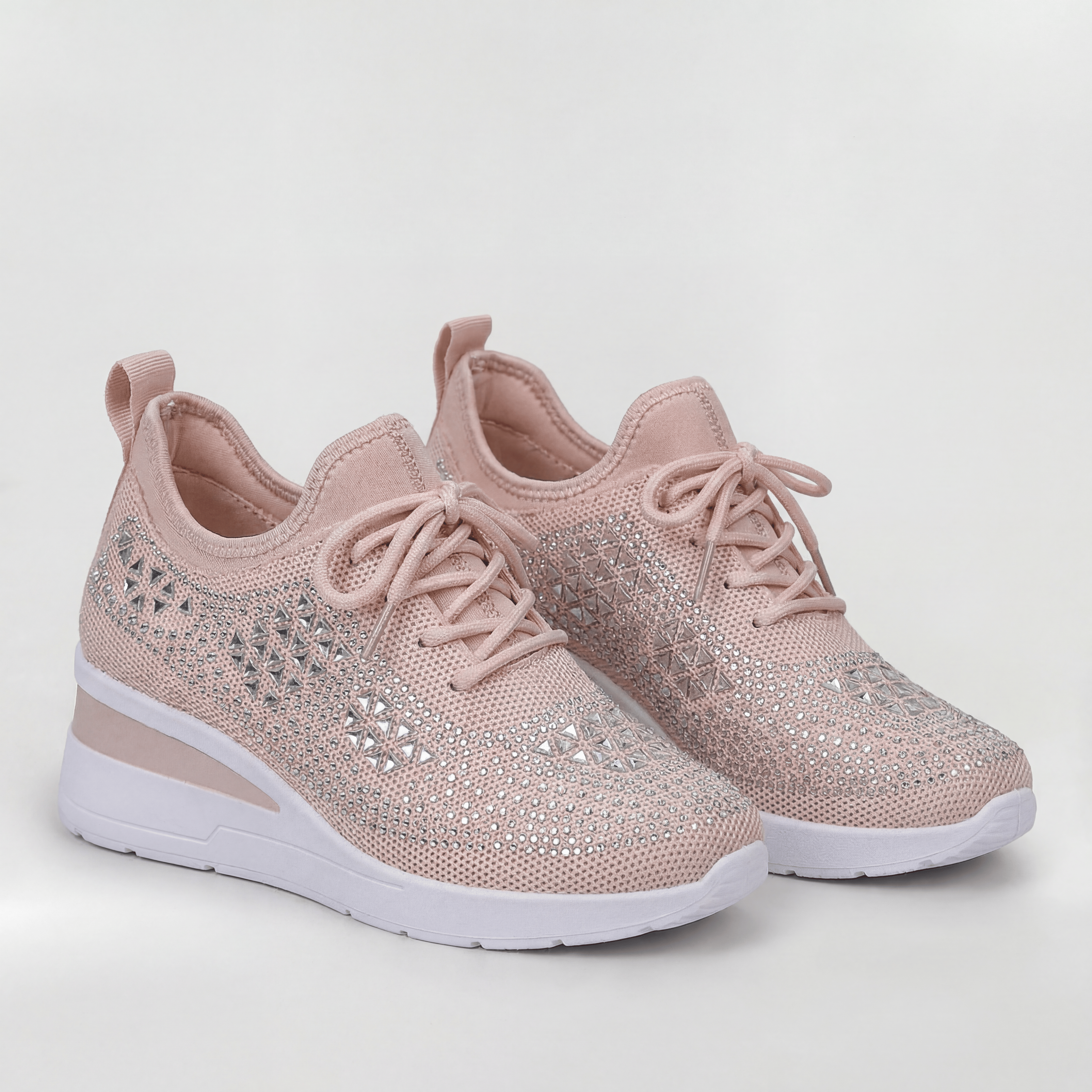 Zapatillas con Cuña y Brillantines para Mujer Deportivas de Plataforma