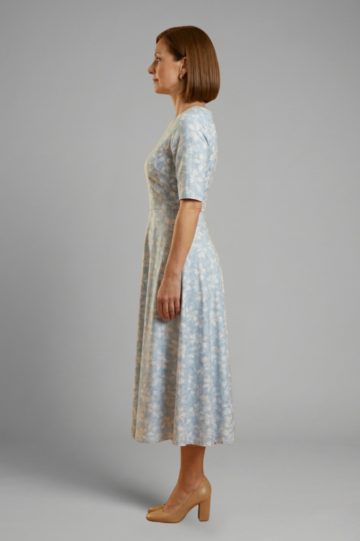 Midi dress for women - relaxed fit dress with V-neck | casual