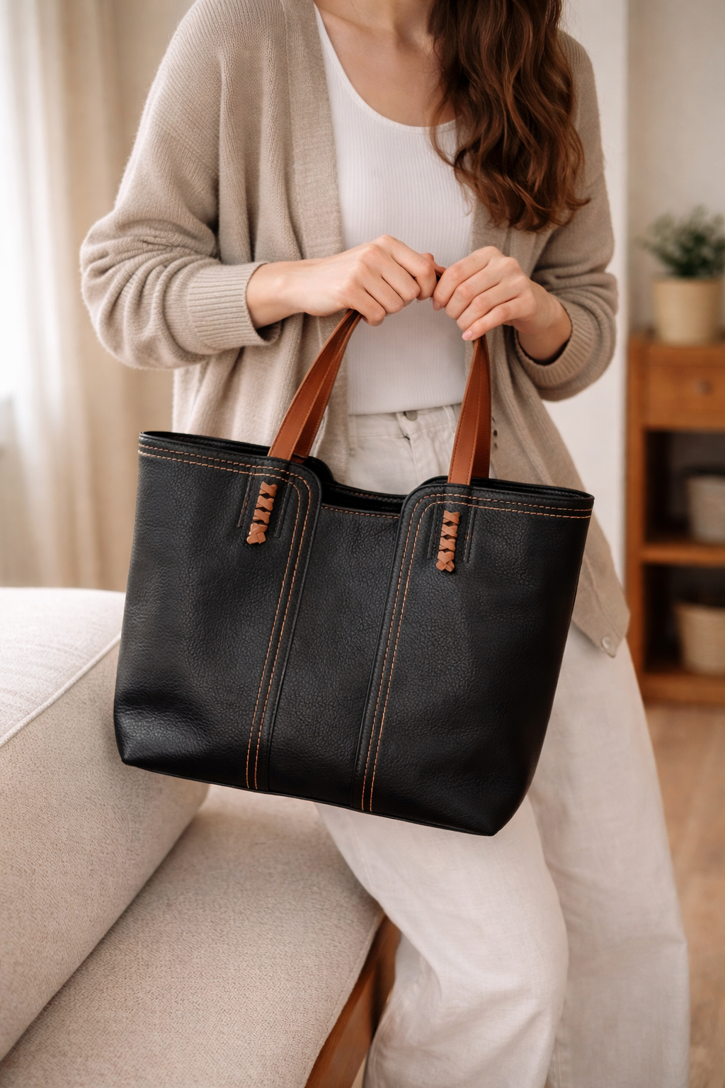 Borsa tote da donna shopper con silhouette strutturata