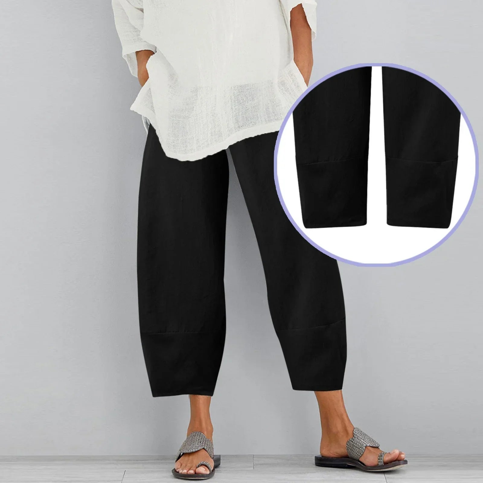 Pantalones de Pata Ancha para Mujer con Diseño Holgado y Corte Tobillero