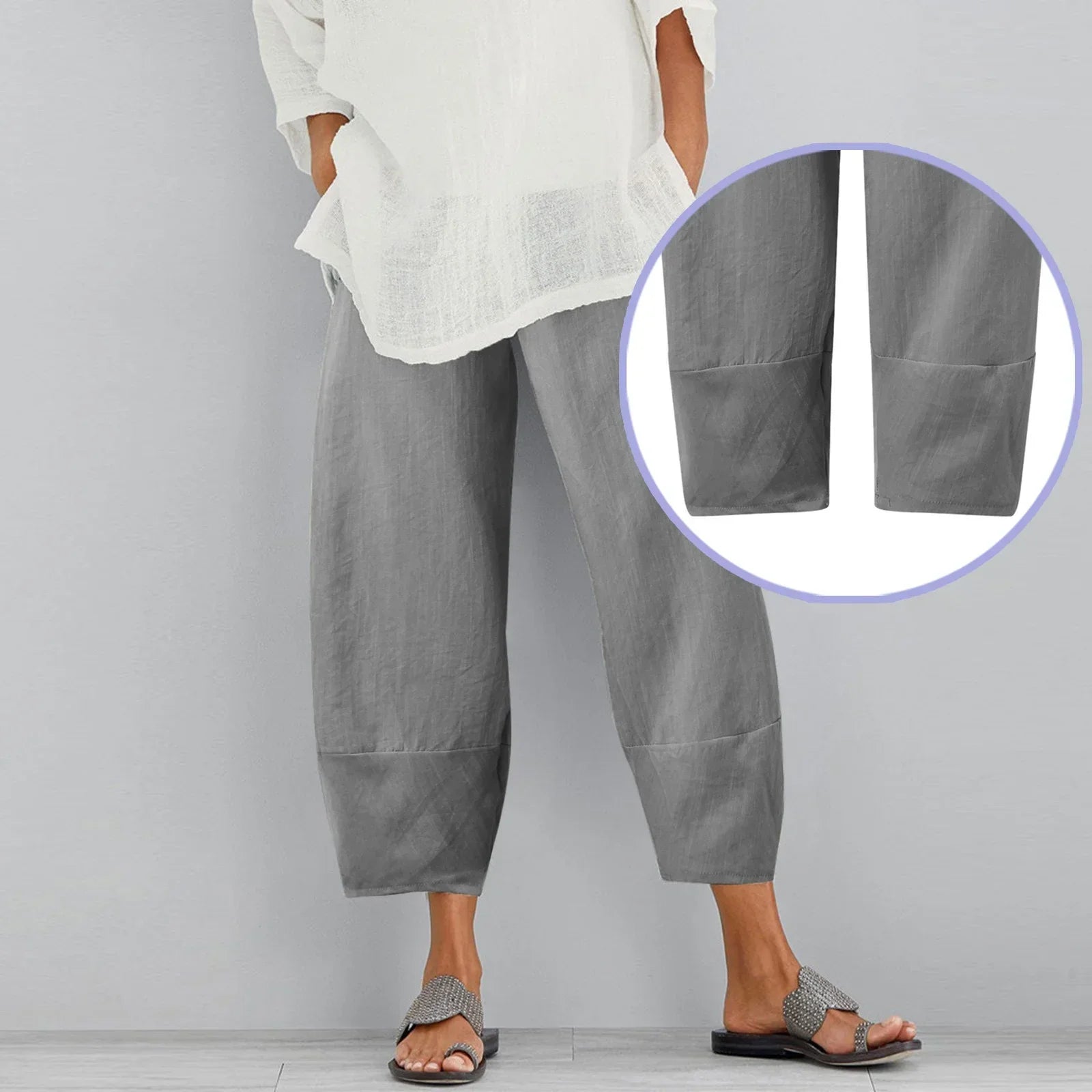Pantalones de Pata Ancha para Mujer con Diseño Holgado y Corte Tobillero
