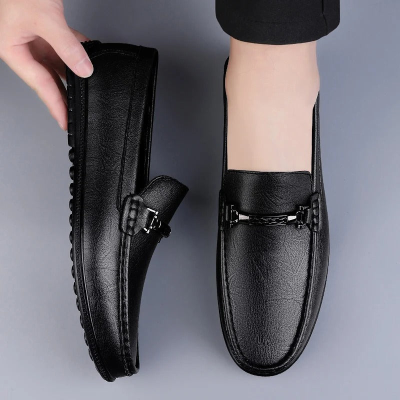 Men's leather loafers — metal detail — events and everyday use