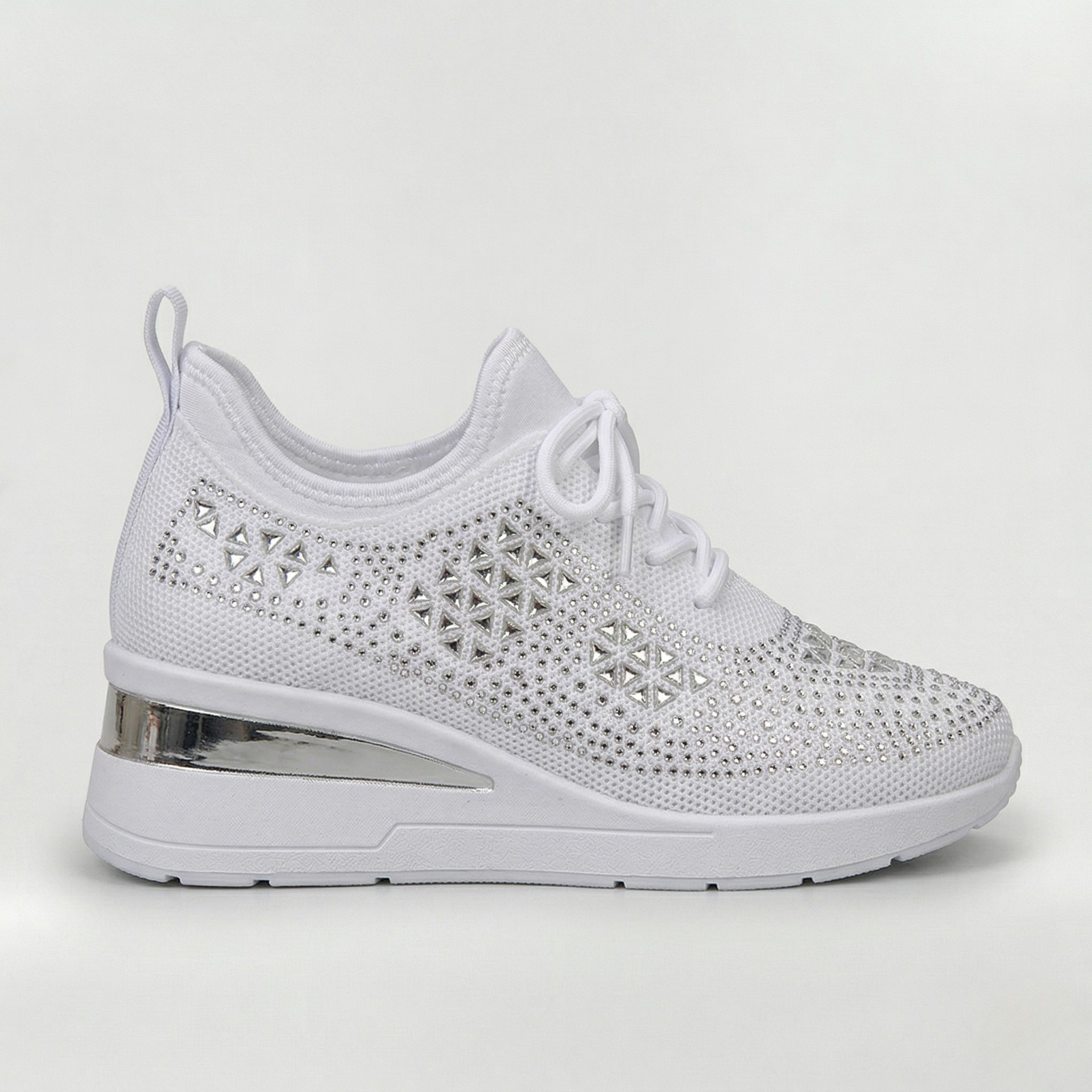 Zapatillas con Cuña y Brillantines para Mujer Deportivas de Plataforma
