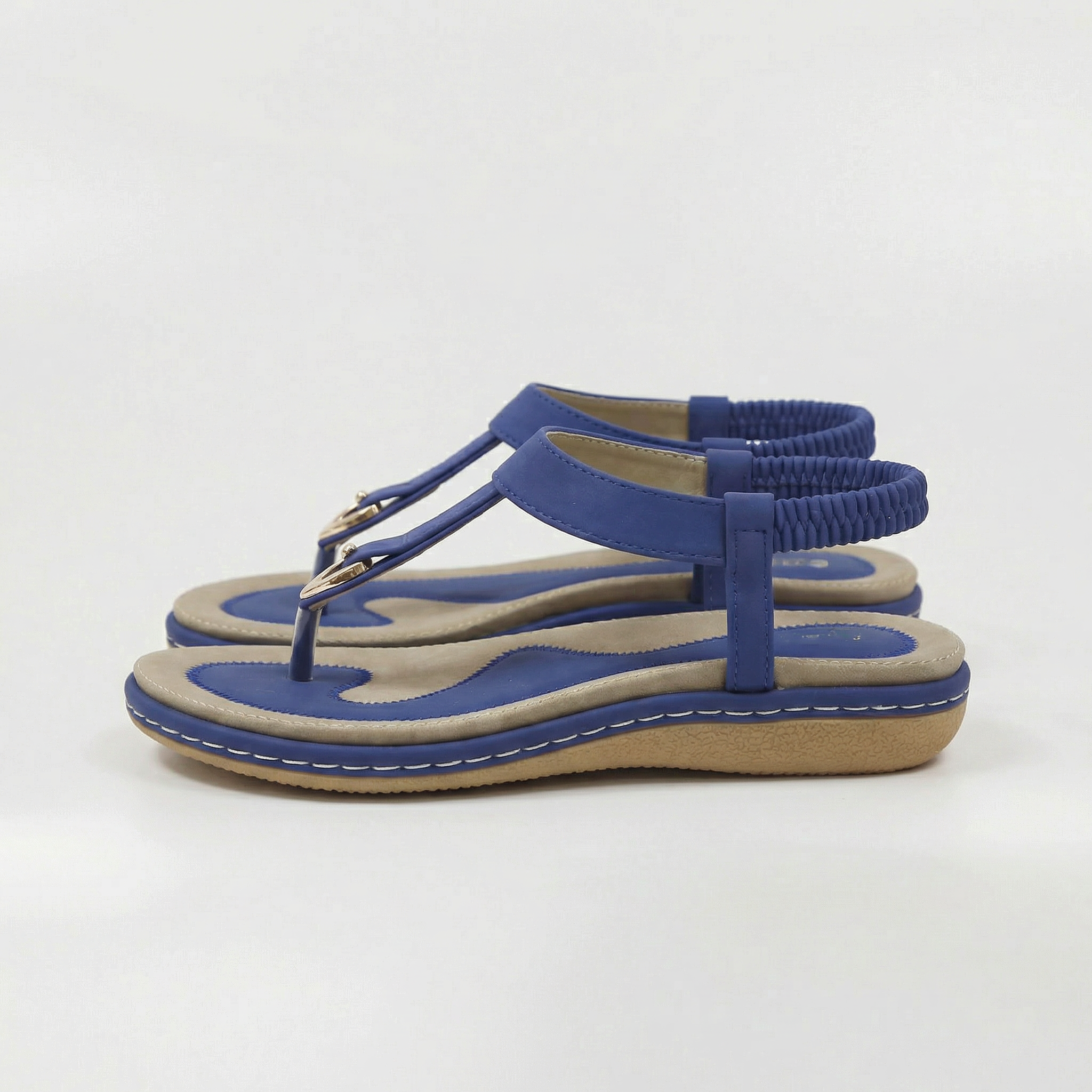 Sandali Bassi da Donna Infradito con Fascia Elastica e Decorazione Metallica