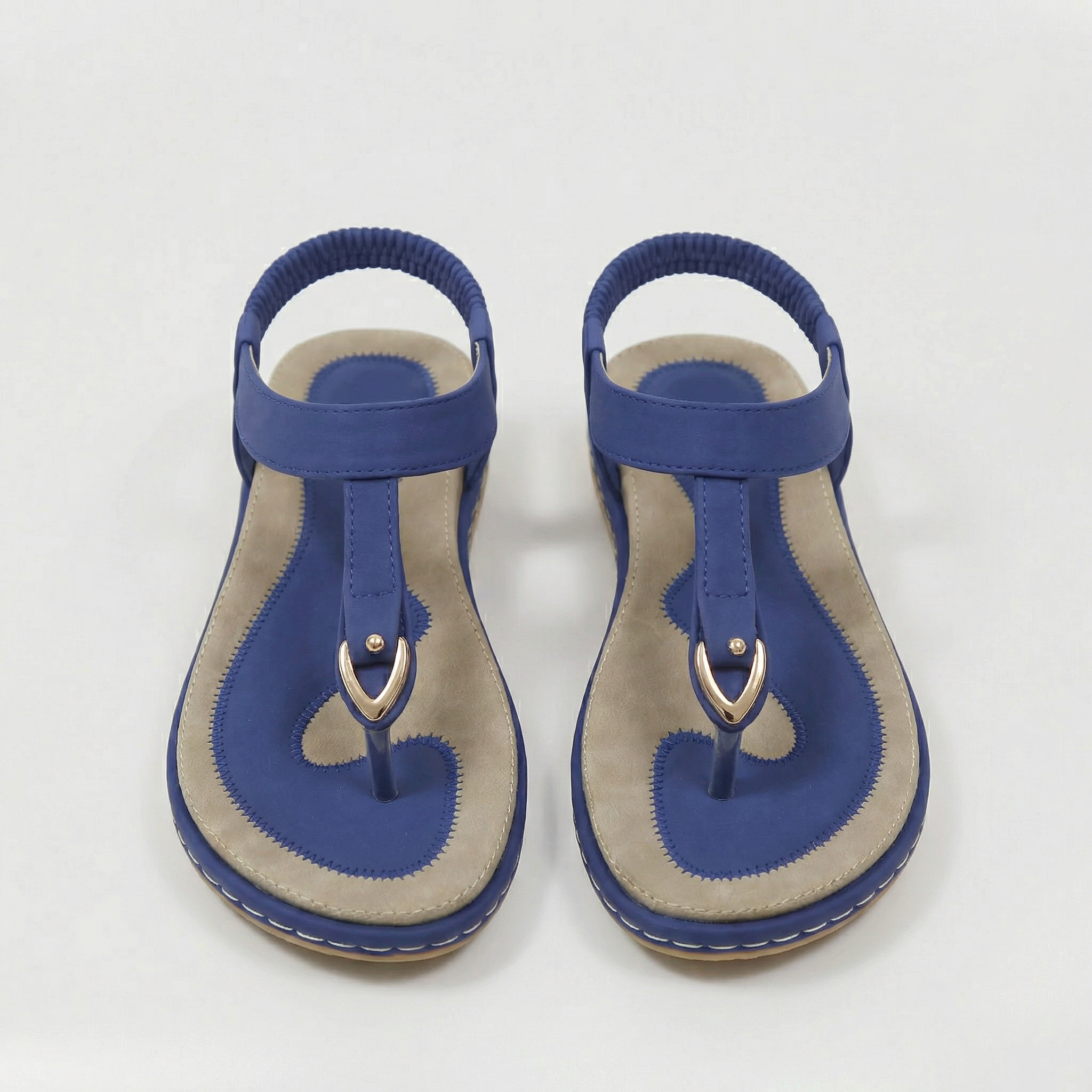 Sandali Bassi da Donna Infradito con Fascia Elastica e Decorazione Metallica