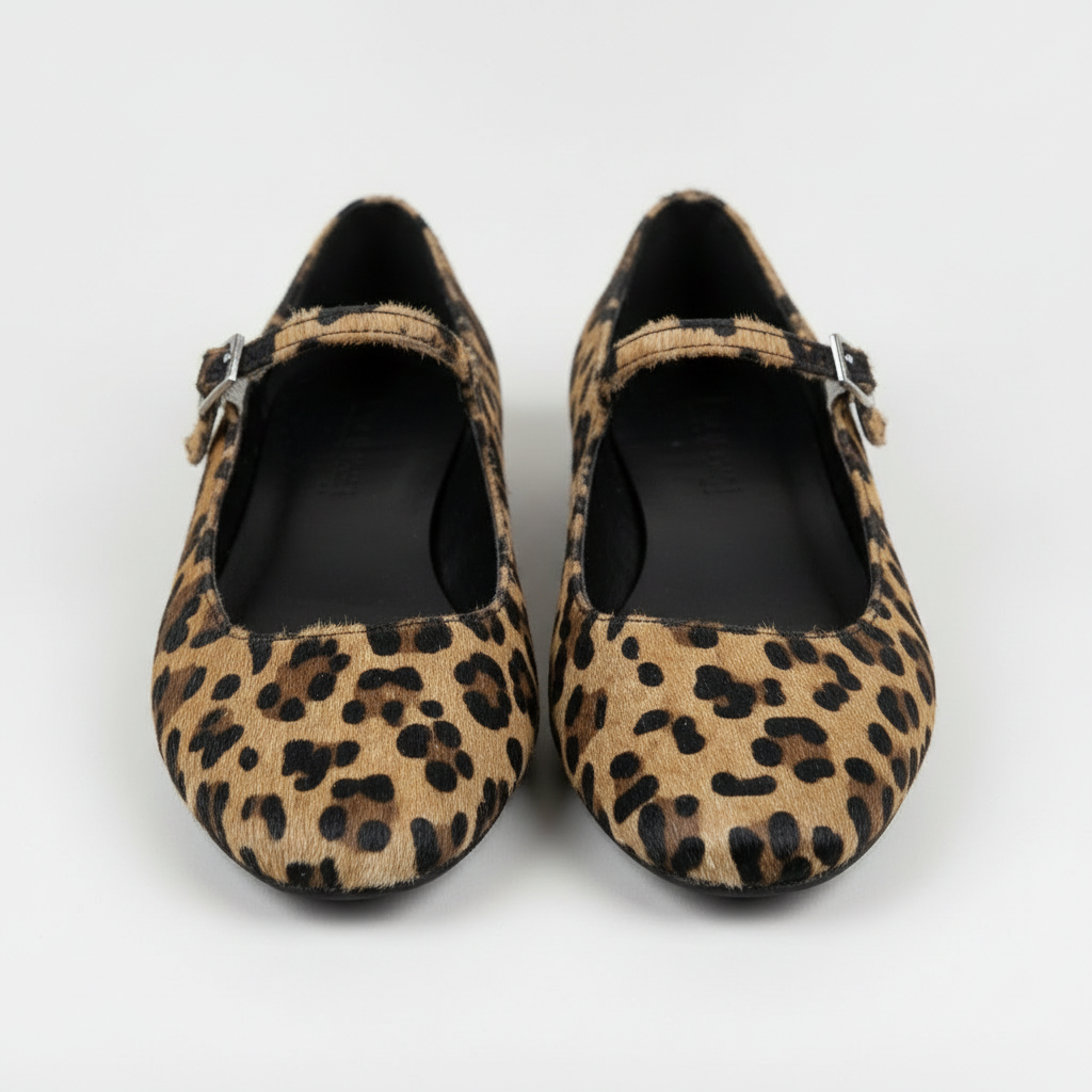 Ballerines Mary Jane pour femme avec imprimé léopard et bride ajustable