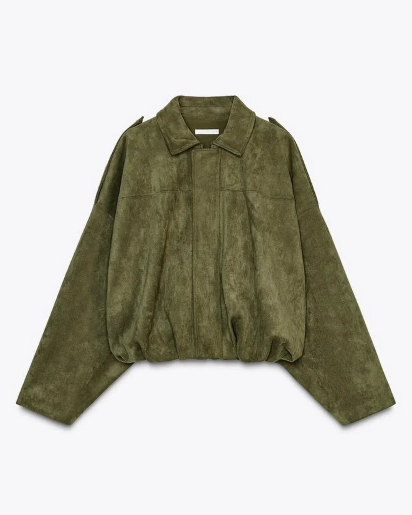 Chaqueta de Antelina con Cremallera y Cuello Clásico con Ajuste Relajado para Mujer