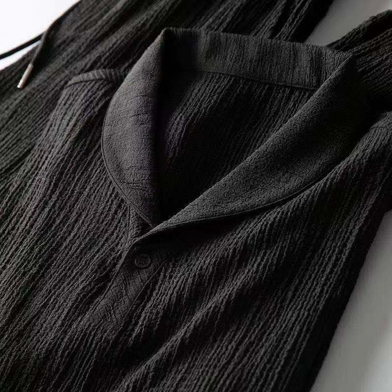 Set casual pentru bărbați cu tricou cu decolteu în V și pantaloni cu talie elastică