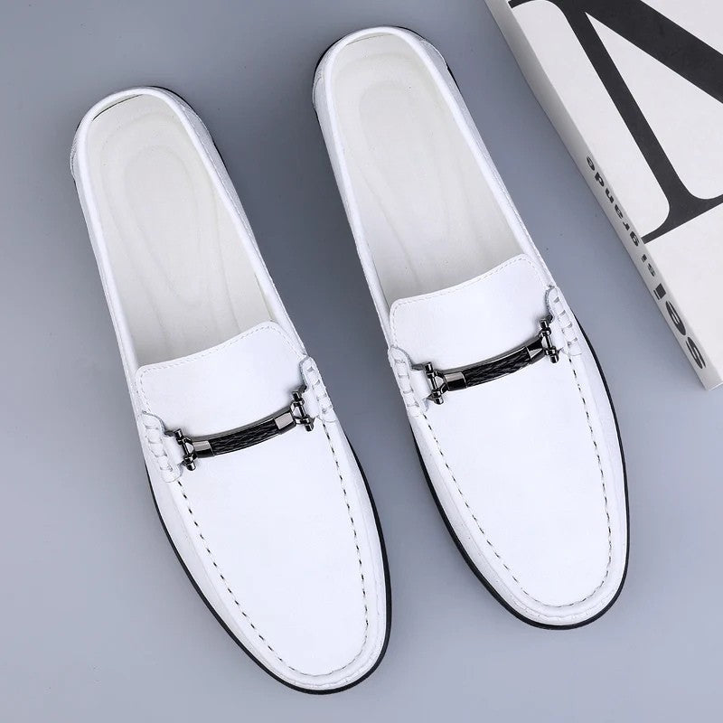 Men's Genuine Leather Driving Slip-On Loafers with Rubber Sole