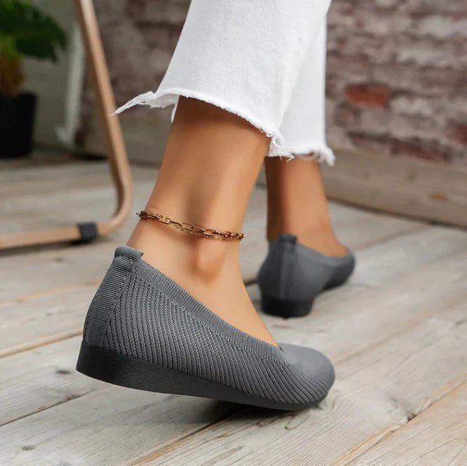 Ballerines en maille pour femme avec bout rond et semelle flexible