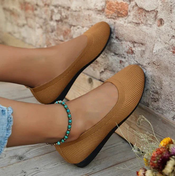 Ballerines en maille pour femme avec bout rond et semelle flexible