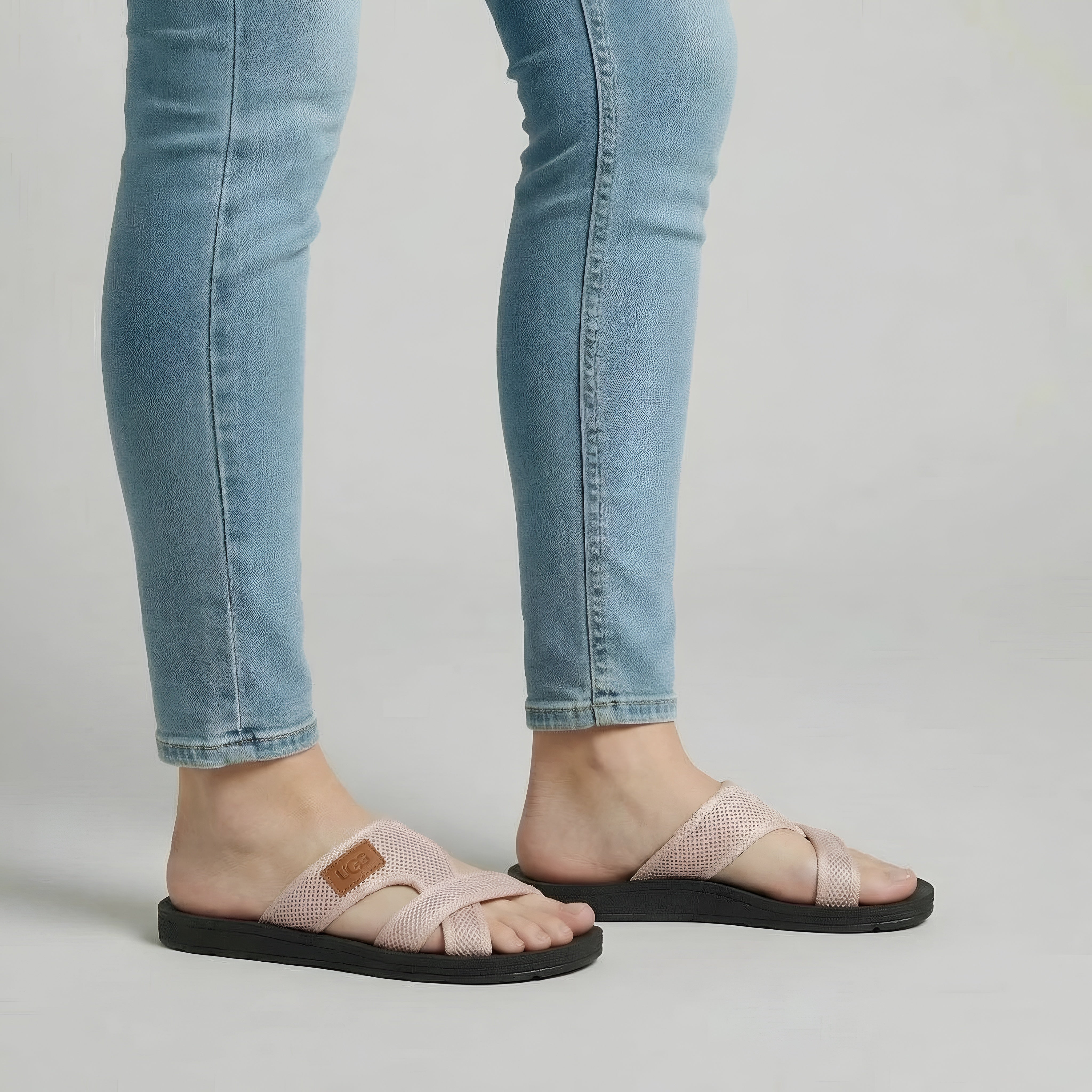 Sandalias Planas de Mujer con Tiras de Tela y Suela de Goma Antideslizante