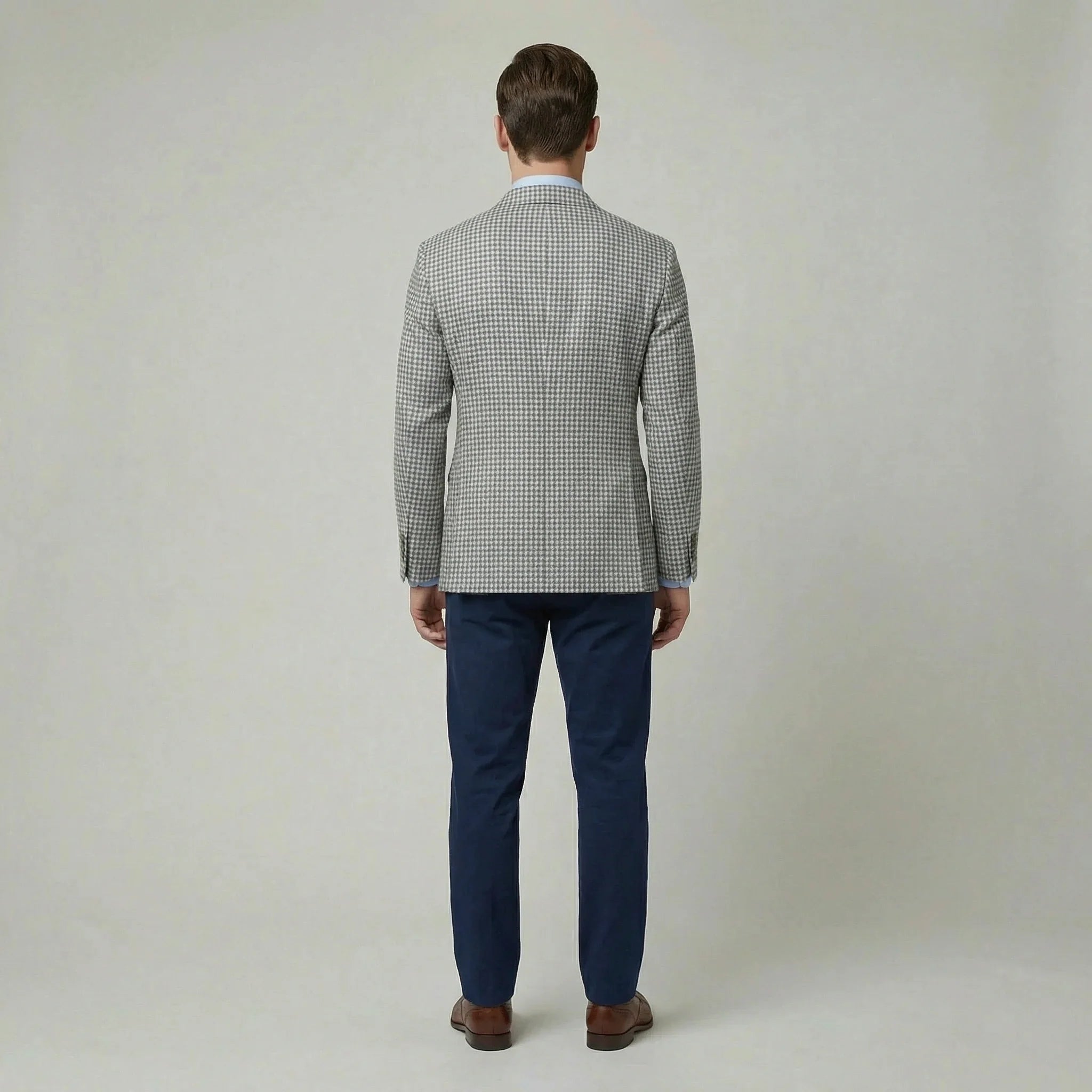 Veste homme en mélange de coton avec micro-imprimé et revers crantés