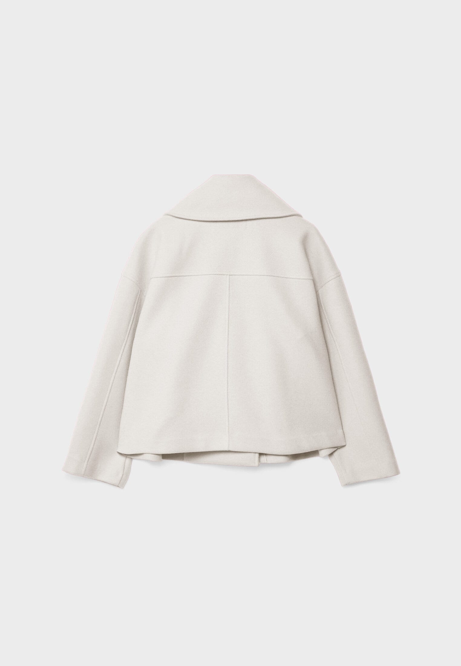 Women's short wool double-breasted jacket with lapel collar